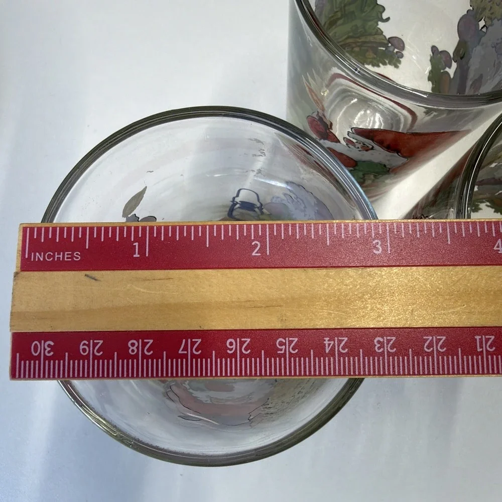 Vintage Firna Drinking Christmas Glass Tumbler Santa Troll -Set Of 3